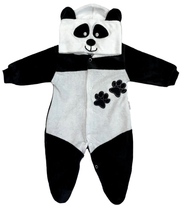 Macacão De Bebê Plush Urso Panda Fantasia Orelhinhas Lindo
